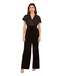 Yumi Women's Wrap Sequin Embellished Velvet Jumpsuit