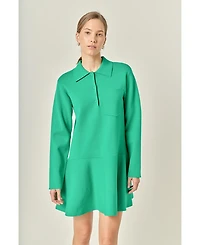 English Factory Women's Collared Knit Mini Dress