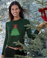 Lands' End Women's Fine Gauge Placed Jacquard Crew Neck Sweater