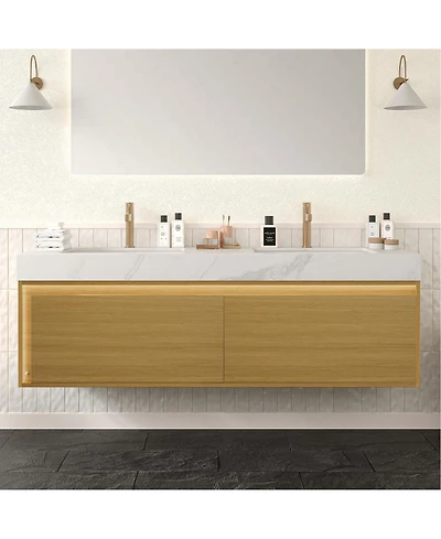Streamdale Carrara White Sintered Stone Vanity w/ Led & Soft-Close