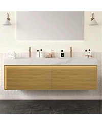Streamdale Carrara White Sintered Stone Vanity w/ Led & Soft-Close