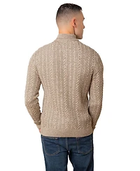 Hope & Henry Men's Organic Half Zip Cable Pullover Sweater