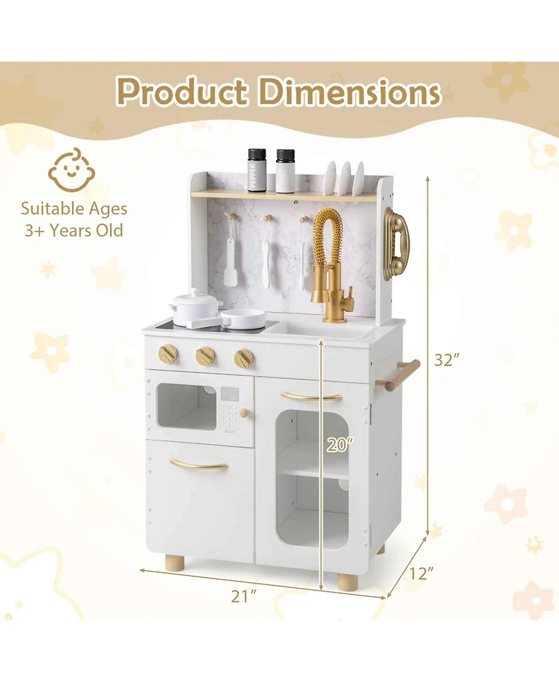 Gymax Kids Kitchen Set Pretend Play Kitchen w/ Stoves & Faucet & Sink & Telephone