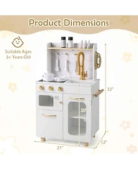 Gymax Kids Kitchen Set Pretend Play Kitchen w/ Stoves & Faucet & Sink & Telephone