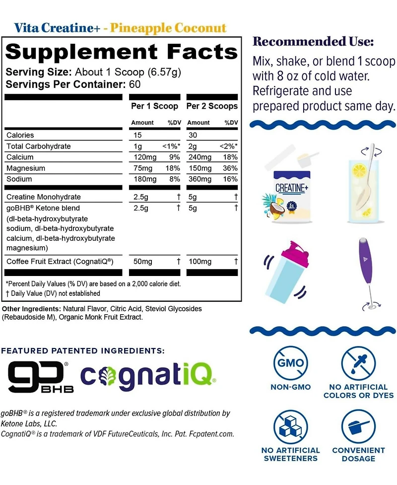 Vitauthority Us Vita Creatine + Pineapple Coconut 394g Round Tub (60 srv)