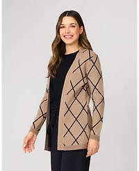 Cable & Gauge Women's Open Front Argyle Cardigan