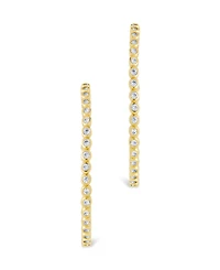 Sterling Forever Silver Bezel Statement Bubble Hoops - 1"