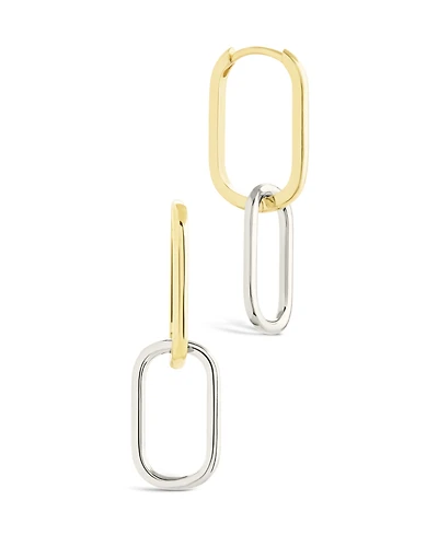Sterling Forever Raleigh Link Drop Hoop Earrings