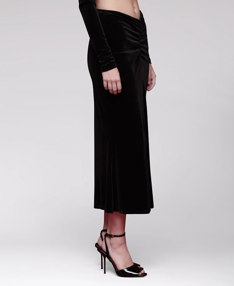 Avec Les Filles Women's Velvet Pull-On Midi Skirt