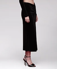 Avec Les Filles Women's Velvet Pull-On Midi Skirt