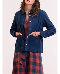 Celtic & Co. Women's Check Tie Front Midi Shirt Dress
