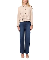 Vince Camuto Women's Collar Button-Down Eyelet Hem Jacket