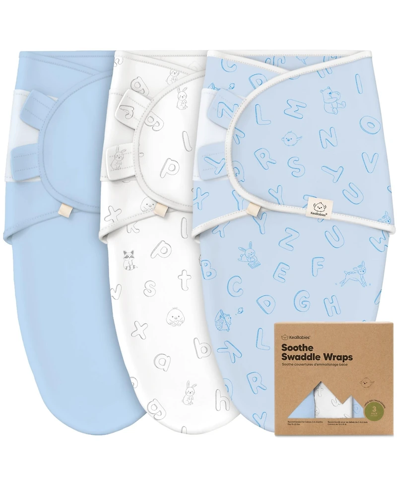 KeaBabies 3pk Soothe Baby Swaddle, Organic Swaddle Sleep Sacks, Newborn, Infant Sack