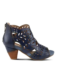 L Artiste Women s Icon Laser-Cut Leather Bootie with Ombre Edge and Zipper Closure