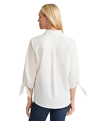 Jones New York Women's Tie Sleeve Collar Top
