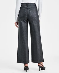 Bar Iii Women's Snakeskin-Print High Rise Wide Leg Jeans, Macy's Exclusive
