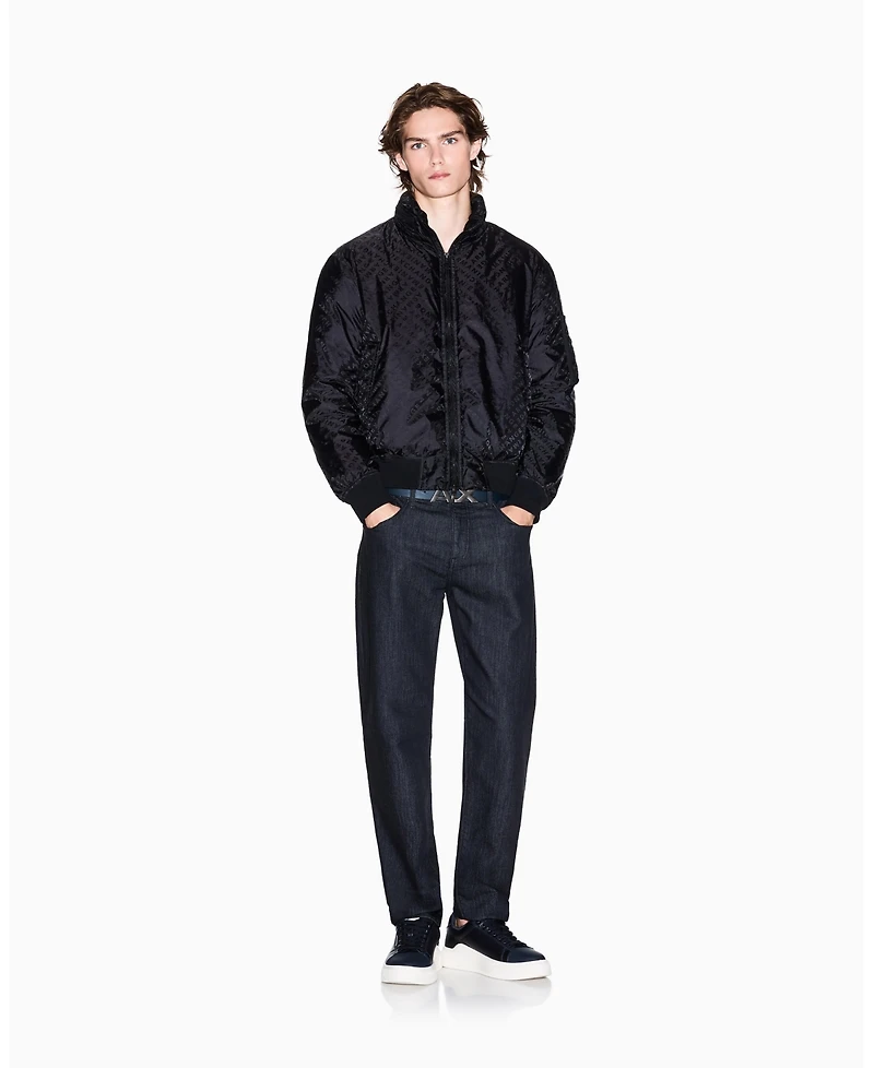 A|X Armani Exchange Men's Jacquard Allover Logo Hooded Jacket