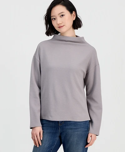 Eileen Fisher Women's Funnel Neck Long-Sleeve Box Top