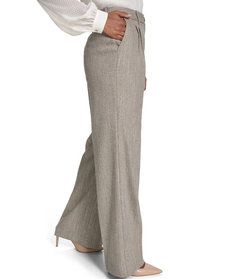 Calvin Klein Petite Novelty Pleated Wide Leg Pants