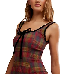 Free People Women's Freya Plaid Scoop Neck Midi Dress