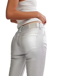 Free People Women's Oracle Metallic Low-Rise Skinny Jeans