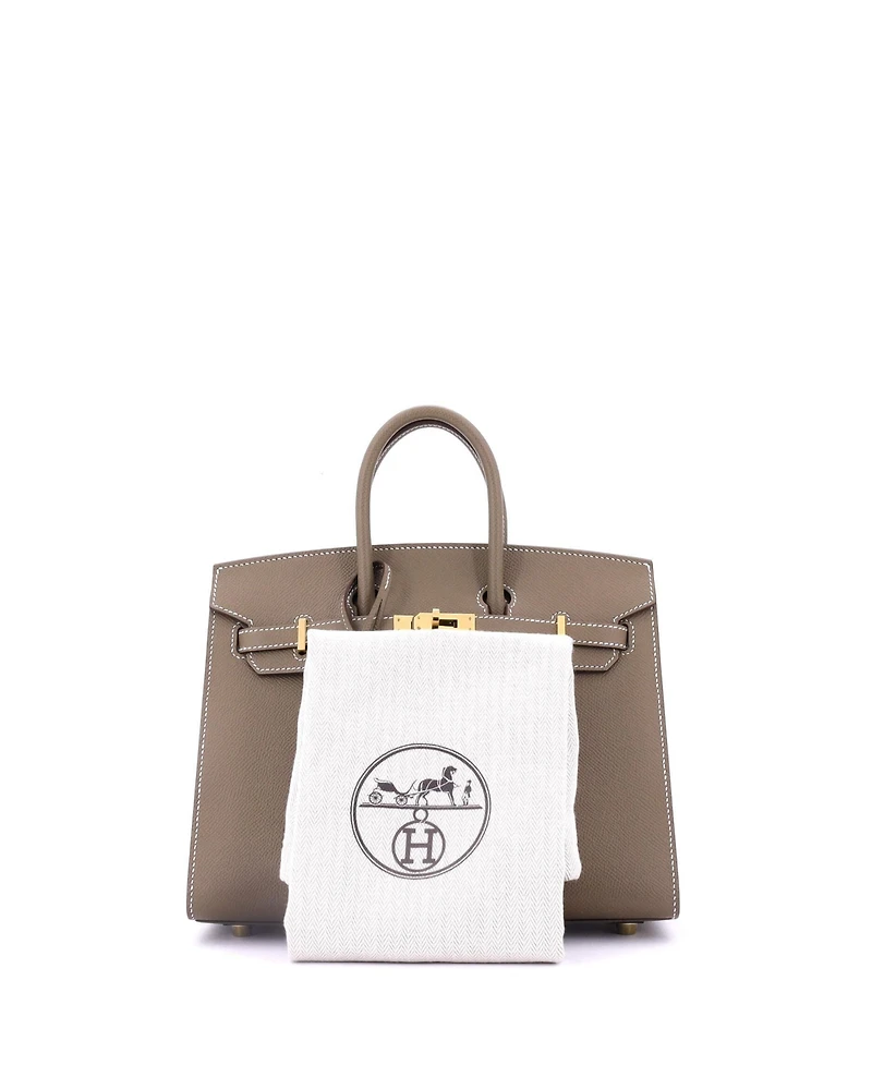 Pre-Owned Hermes Birkin 25 Handbag Grey Epsom with Gold Hardware