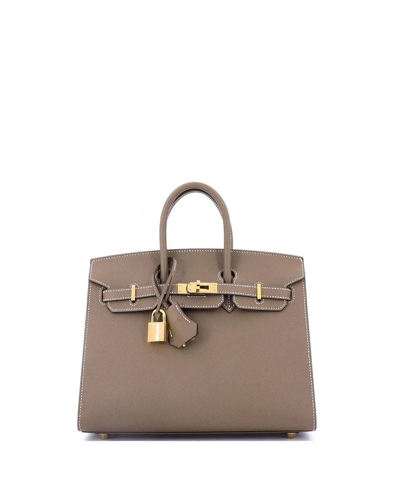 Pre-Owned Hermes Birkin 25 Handbag Grey Epsom with Gold Hardware