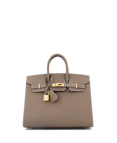 Pre-Owned Hermes Birkin 25 Handbag Grey Epsom with Gold Hardware