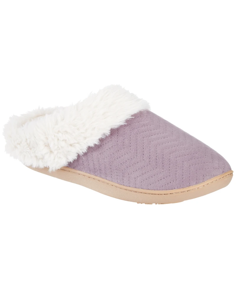 Isotoner Signature Women's Louise Quilted Velour Clog Slippers