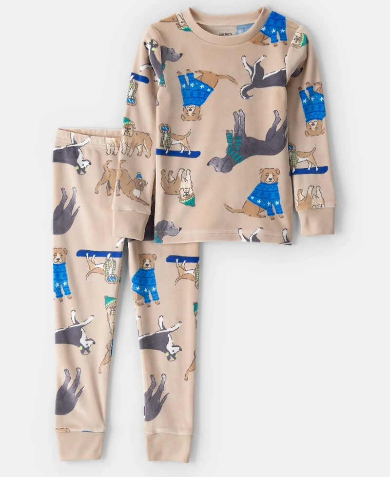 Carter's Boys Toddler 2T-5T 2-Piece Dog Print Snug Fit Top and Pants Pajama Set