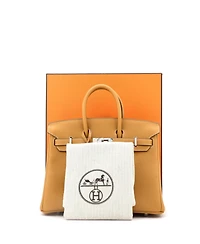 Pre-Owned Hermes Birkin 25 Handbag Brown Clemence with Palladium Hardware