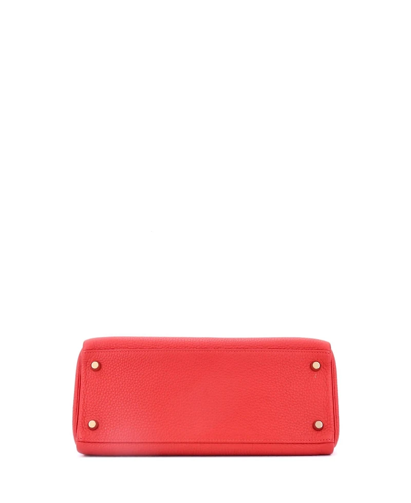Pre-Owned Hermes Kelly 28 Handbag Red Clemence with Gold Hardware