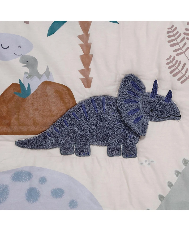 Lambs & Ivy Dino-Might 3-Piece Blue/Gray Dinosaur Nursery Baby Crib Bedding Set