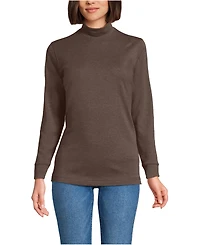 Lands' End Women's Relaxed Cotton Long Sleeve Mock Turtleneck
