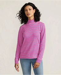 Lands' End Women's Relaxed Cotton Long Sleeve Mock Turtleneck