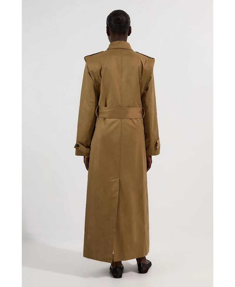 Karen Millen Women's Strong Shoulder Belted Maxi Trench Coat