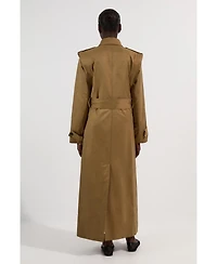 Karen Millen Women's Strong Shoulder Belted Maxi Trench Coat