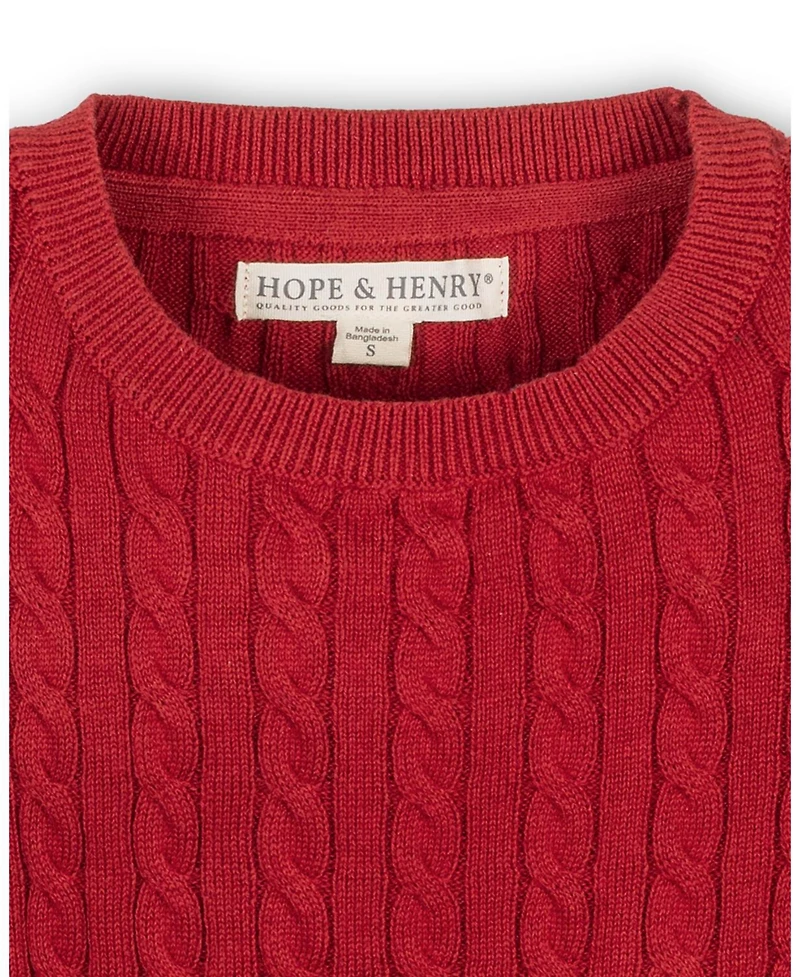 Hope & Henry Baby Girls' Organic Long Puff Sleeve Sweater with Bow Detail