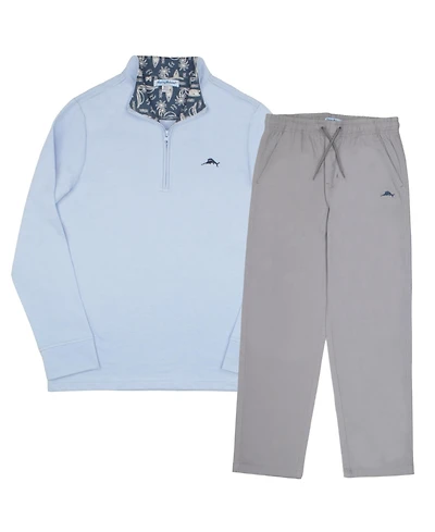 Tommy Bahama Boys 2 Piece Quarter Zip Long Sleeve Sweater and Pants Back to School Set