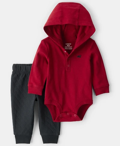 Carter's Baby Boys 2-Piece Hooded Bodysuit and Pants Set