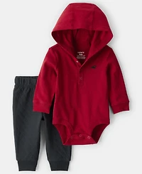 Carter's Baby Boys 2-Piece Hooded Bodysuit and Pants Set