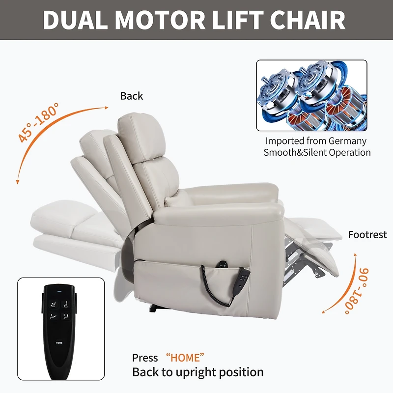 Boyel Living Faux Leather Dual Motor Infinite Position Up to 350 Lbs Power Lift Recliner Chair with 8-Point Vibration Massage and Lumbar