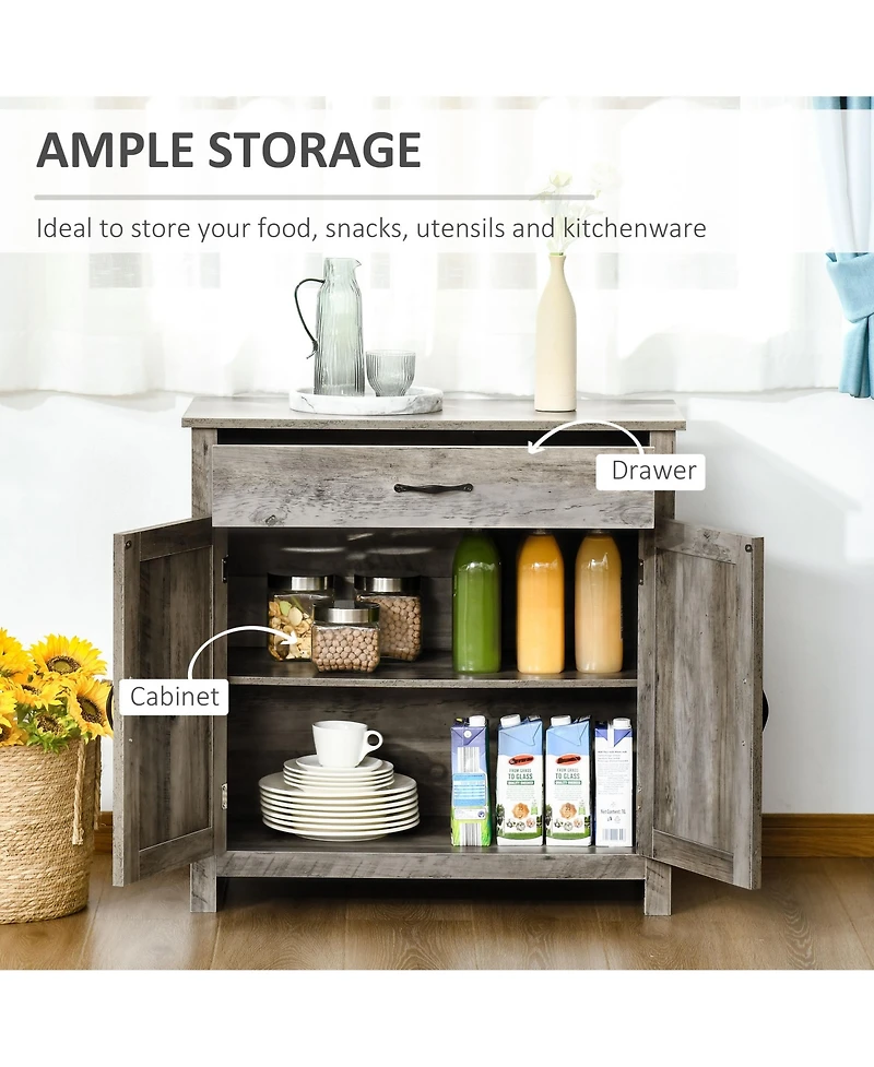 Homcom 32" Modern Farm Style Sideboard Storage Buffet Server Cabinet Organizer