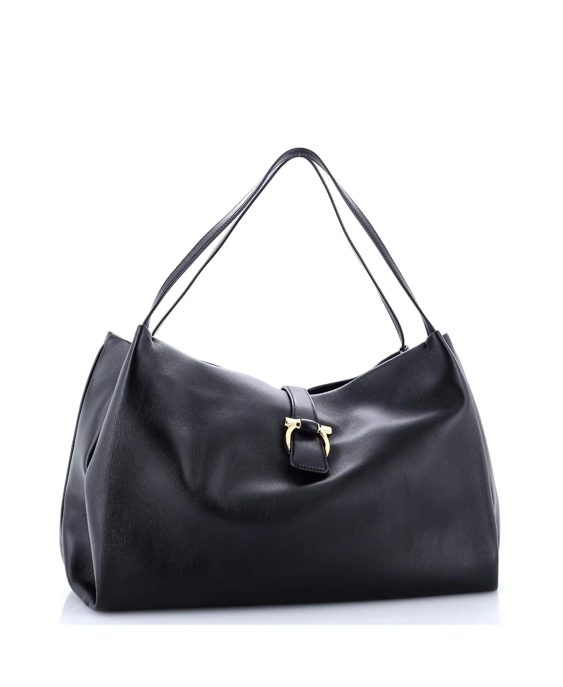 Pre-Owned Salvatore Ferragamo Medium Gancini Belt Hobo Shoulder Bag Leather