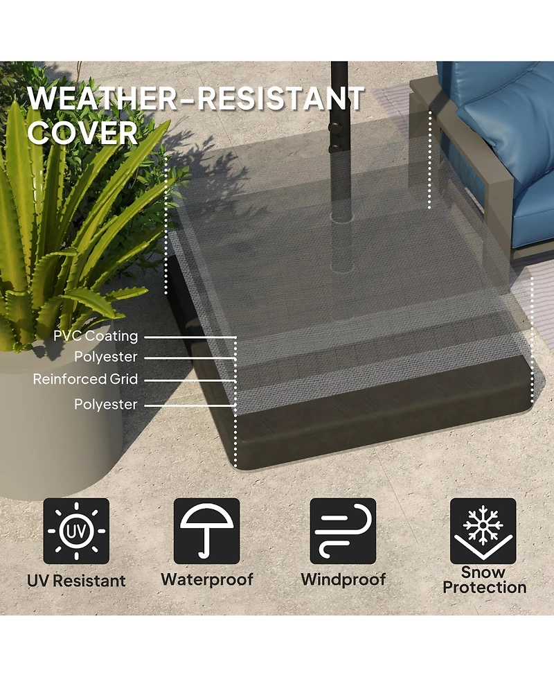 Outsunny 176 lbs Offset Cantilever Umbrella Base Weight Set with Cover