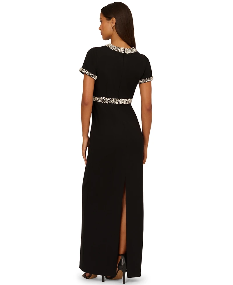 Adrianna Papell Women's Crewneck Embellished Ankle Dress