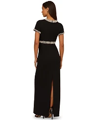 Adrianna Papell Women's Crewneck Embellished Ankle Dress