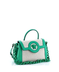 Pre-Owned Versace Medium La Medusa Top Handle Bag Leather with Canvas