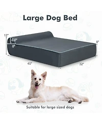 Gymax Memory Foam Orthopedic Dog Bed for Large Dogs w/ Headrest & Washable Cover