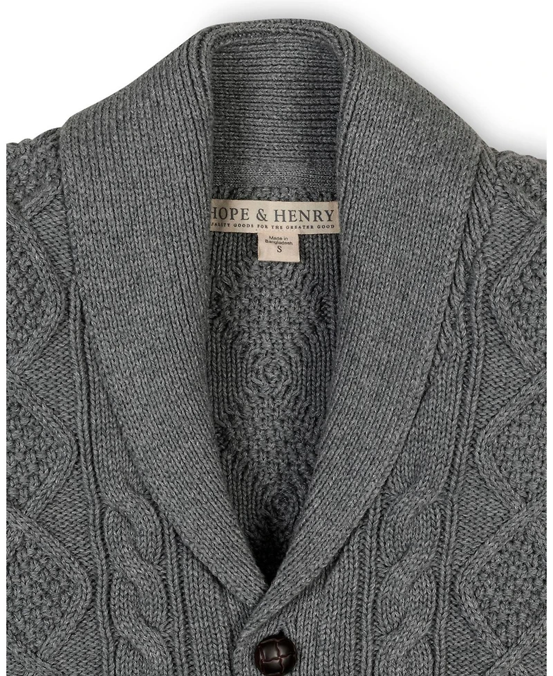 Hope & Henry Baby Boys Organic Shawl Collar Cable Sweater Cardigan